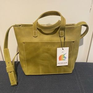 Unicorn color NEW Portland Leather Goods Mini Zip Crossbody Tote in Anjou 🍐